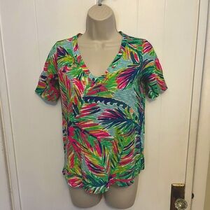 EUC | Lilly Pulitzer Floral Etta T-Shirt Tropical Beach!!